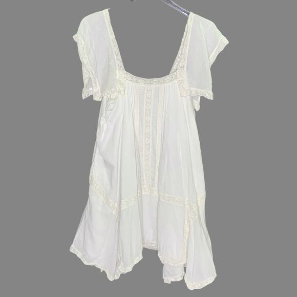 Rebecca Taylor L Lace Insert Dress Snow Feminine Romantic Cottage - Picture 2 of 10